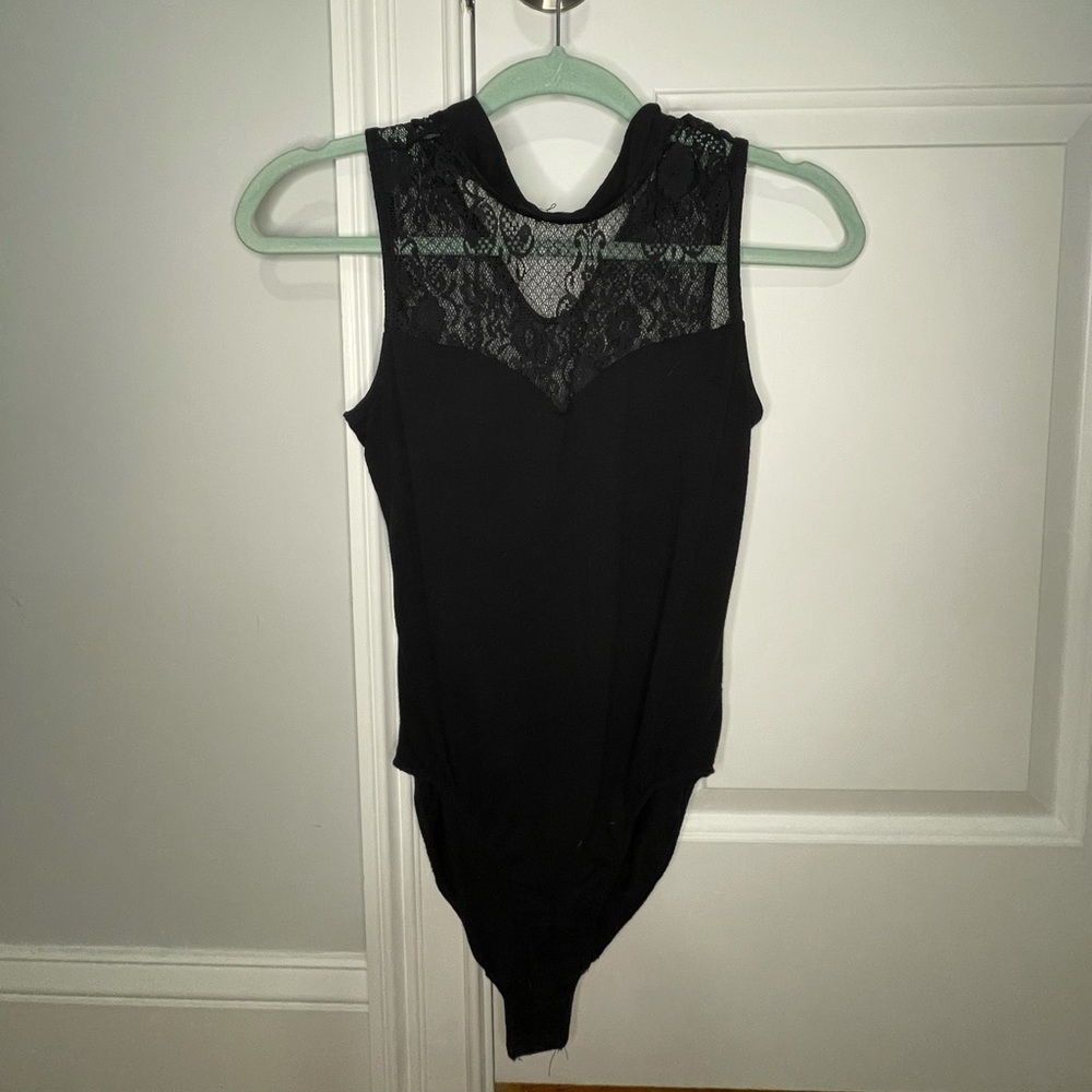 Black lacy high neck bodysuit